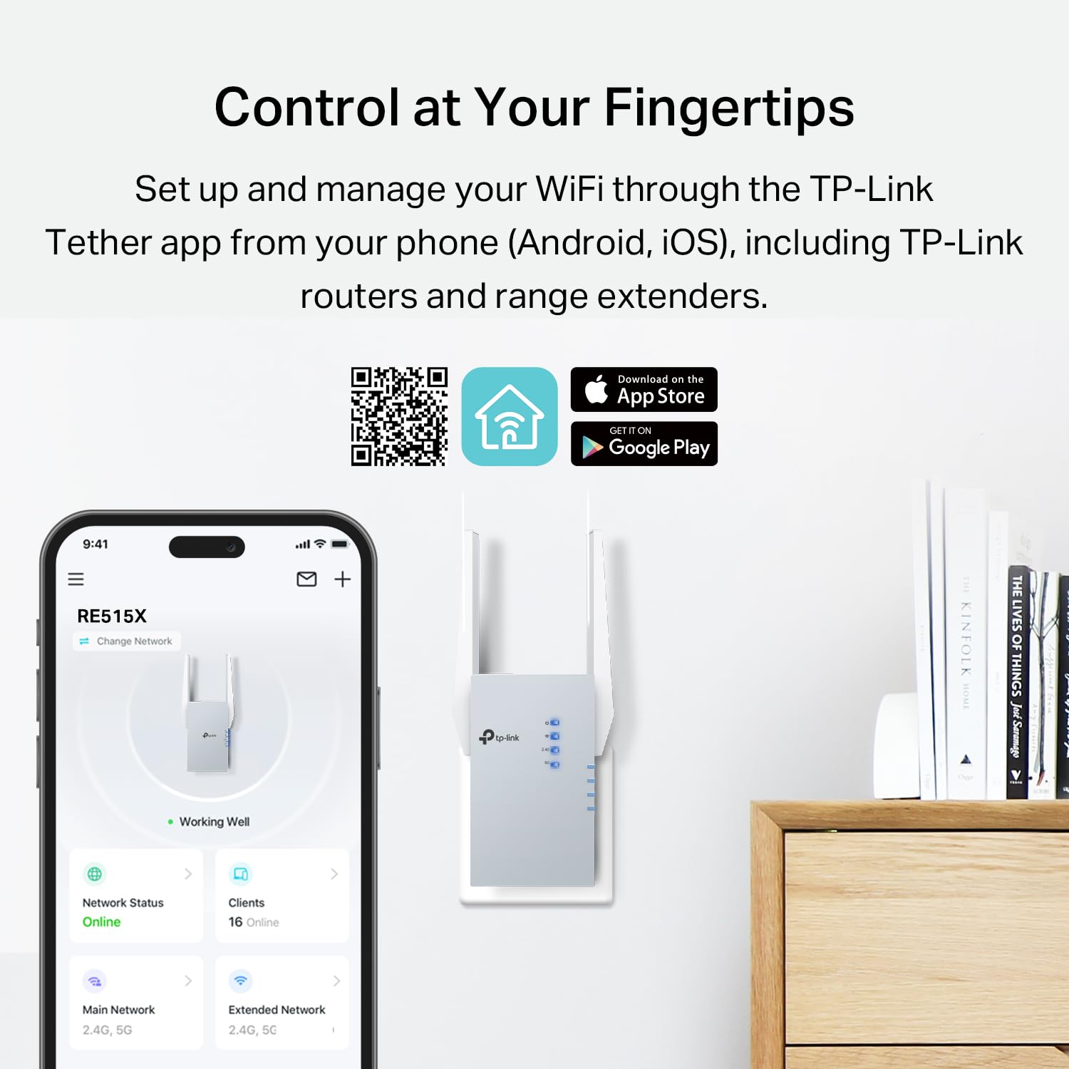 TP-Link AX1500 WiFi 6 Range Extender w/Ethernet Port (RE515X) - 1.5G Dual-Band Wireless Repeater Amplifier, Up to 1800 Sq. Ft., 64 Devices, Internet Signal Booster, APP Setup, EasyMesh Compatible 🍁 All In One Marketplace Canada