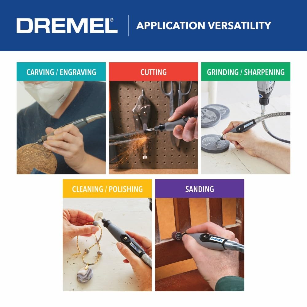 Dremel Flex Shaft Rotary Tool Attachment with Comfort Grip and 36” Long Cable-Engraver, Polisher, and Mini Sander-Ideal for Detail Metal Engraving, Wood Carving, and Jewelry Polishing, 225-02, Grey 🍁 All In One Marketplace Canada