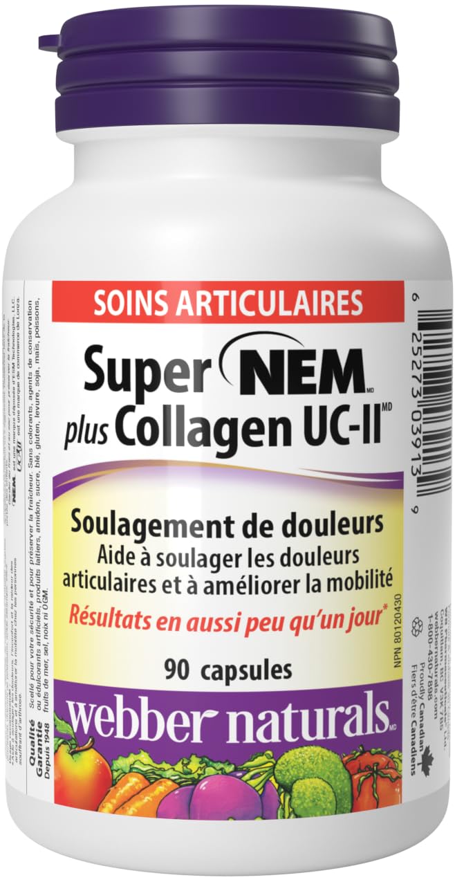 Webber Naturals Super NEM Plus UC-II Collagen, 90 Capsules, Eggshell Membrane to Help Relieve Joint Pain, Stiffness, and Mobility 🍁 All In One Marketplace Canada