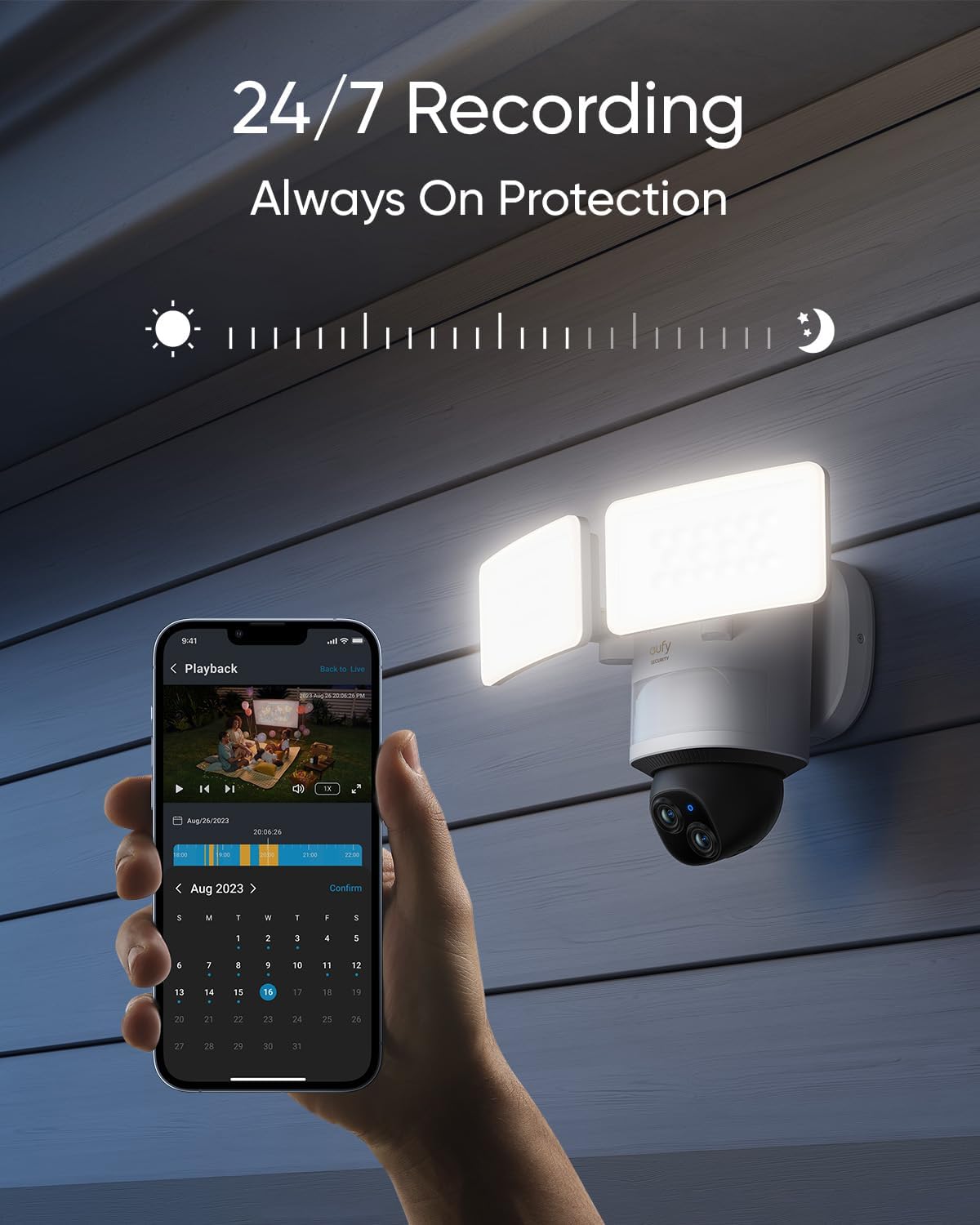 eufy Security Floodlight Camera E340 Wired, 360° Pan and Tilt, 24/7 Recording, Dual-Band Wi-Fi, 2,000 Lumens, Motion-Activated, Dual Camera, HomeBase 3 Compatible, Local Storage, No Monthly Fee 🍁 All In One Marketplace Canada
