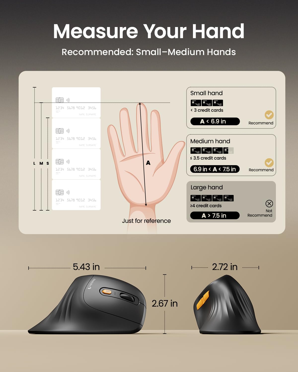 ProtoArc Ergonomic Vertical Mouse, EM11 NL Bluetooth Mouse Wireless Rechargeable Mice with 3 Devices (Bluetooth or USB), Vertical Wireless Mouse for Computer, iPad, Mac, Windows (Black) 🍁 All In One Marketplace Canada