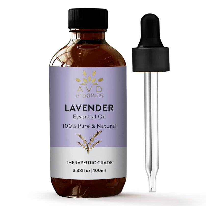 AVD Organics Lavender Essential Oils 100ml | 100% Pure & Natural Lavender Oil Skin | Massage, Aromatherapy, Diffuser, Laundry & Meditation | 3.38 fl. oz 🍁 All In One Marketplace Canada