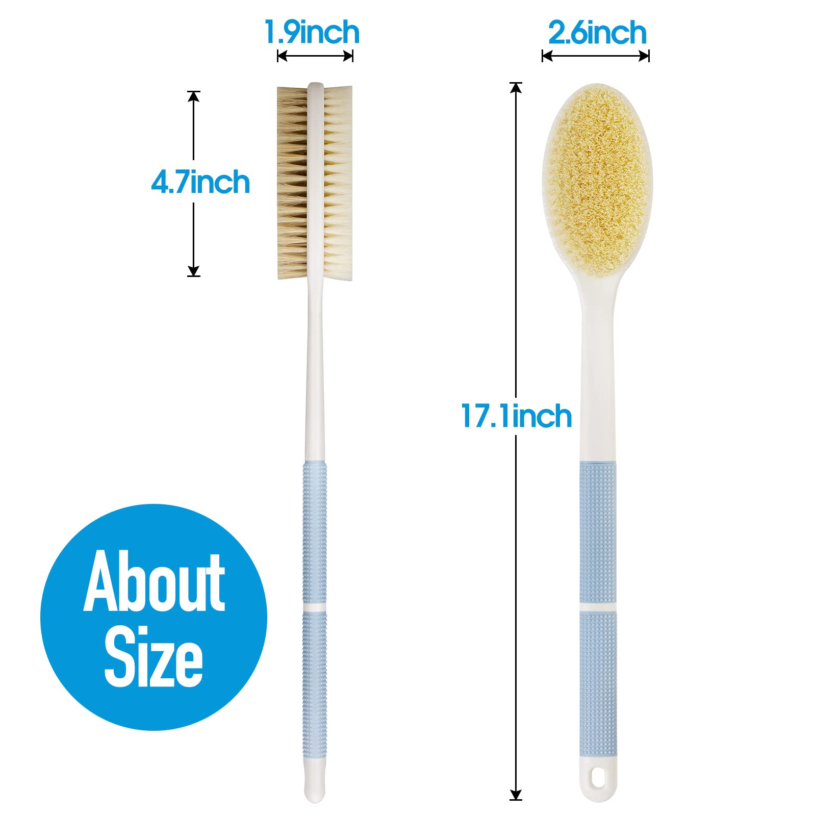 Backski Back Scrubber Anti Slip for Shower,Shower Brush Long Handle with Stiff and Soft Bristles,Body Exfoliator for Bath or Dry Brush(Blue) 🍁 All In One Marketplace Canada