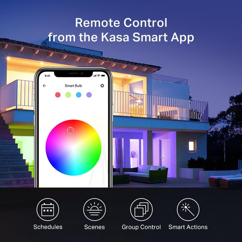 Kasa Smart Light Bulbs, Full Colour Changing Dimmable Smart WiFi Bulbs Compatible with Alexa and Google Home, A19, 9W 800 Lumens,2.4Ghz only, No Hub Required, 4-Pack (KL125P4), Multicolour 🍁 All In One Marketplace Canada