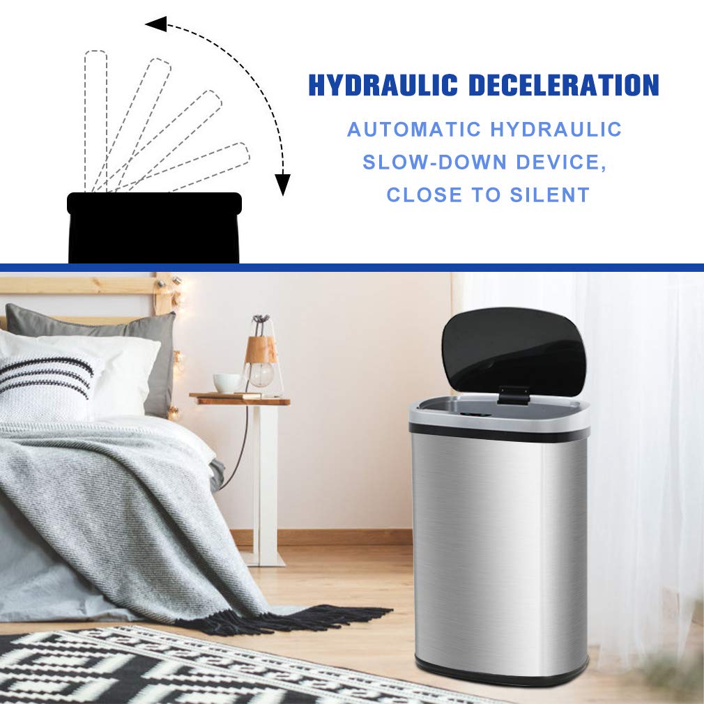 FDW Garbage Can 13 Gallon 50 Liter Kitchen Trash Can for Bathroom Bedroom Home Office Automatic Touch Free High-Capacity with Lid Brushed Stainless Steel Waste Bin 🍁 All In One Marketplace Canada