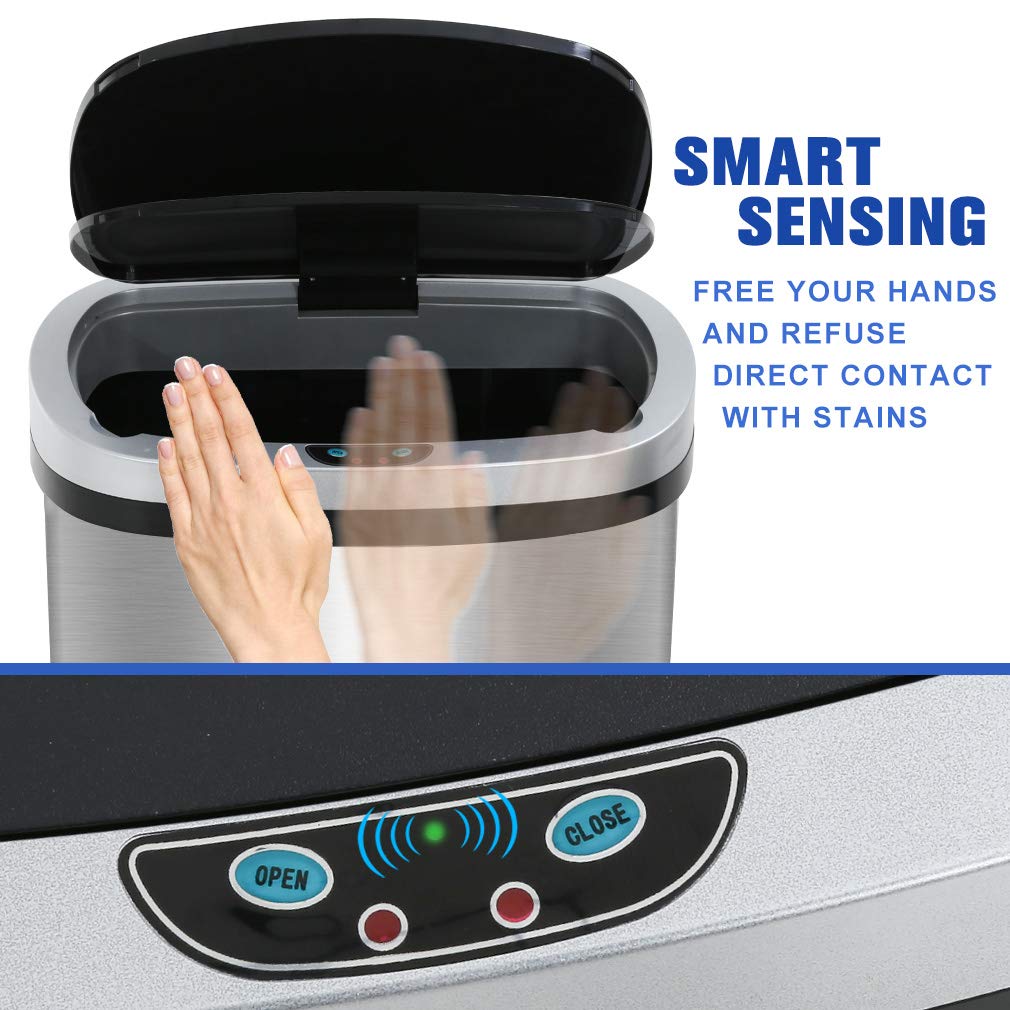 FDW Garbage Can 13 Gallon 50 Liter Kitchen Trash Can for Bathroom Bedroom Home Office Automatic Touch Free High-Capacity with Lid Brushed Stainless Steel Waste Bin 🍁 All In One Marketplace Canada