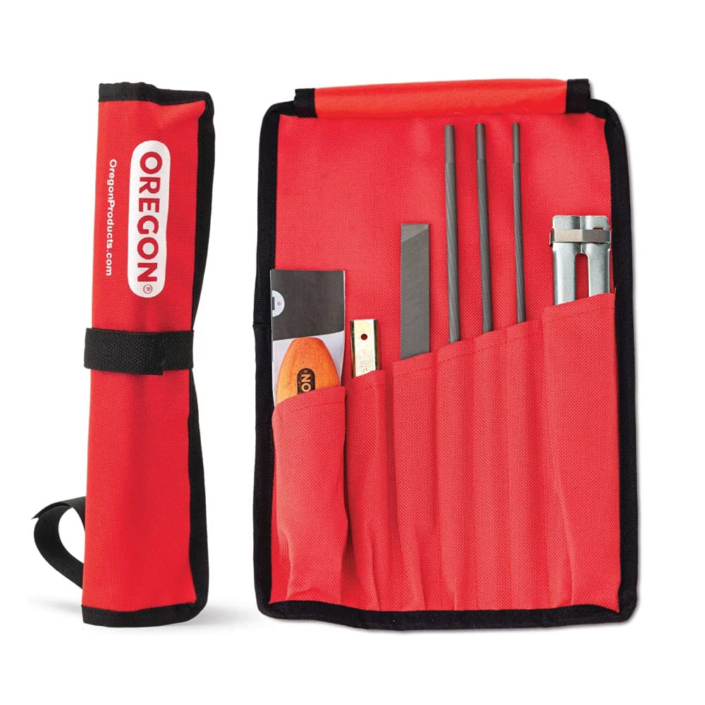Oregon Universal Chainsaw Field Sharpening Kit - Includes 5/32-inch, 3/16-inch, and 7/32-inch Round Files, Flat File, Handle, Filing Guide, and Pouch 🍁 All In One Marketplace Canada