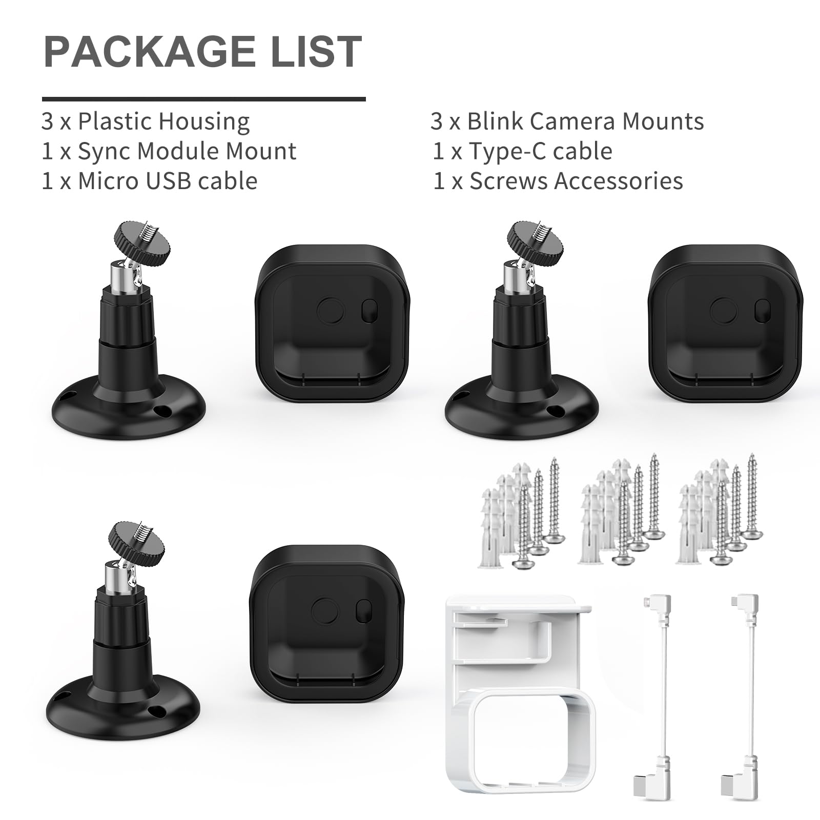 All-New Blink Camera Mount for Outdoor 4/2K+, 3 Pack Protective Cover and 360 Degree Adjustable Mounting Bracket, Blink Sync Module Outlet Mount (Black) 🍁 All In One Marketplace Canada