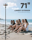RISEOFLE 71” Phone Tripod & Selfie Stick, Portable All in One Extendable Cell Phone Tripod Stand, with Wireless Remote Control for iPhone/Samsung/Android/Camera 🍁 All In One Marketplace Canada