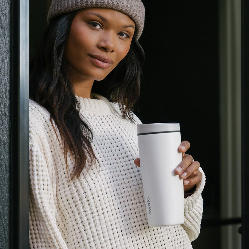 Owala SmoothSip Slider Insulated Stainless Steel Coffee Tumbler, Reusable Iced Coffee Cup, Hot Coffee Travel Mug, BPA Free 20 oz, Sugar High 🍁 All In One Marketplace Canada