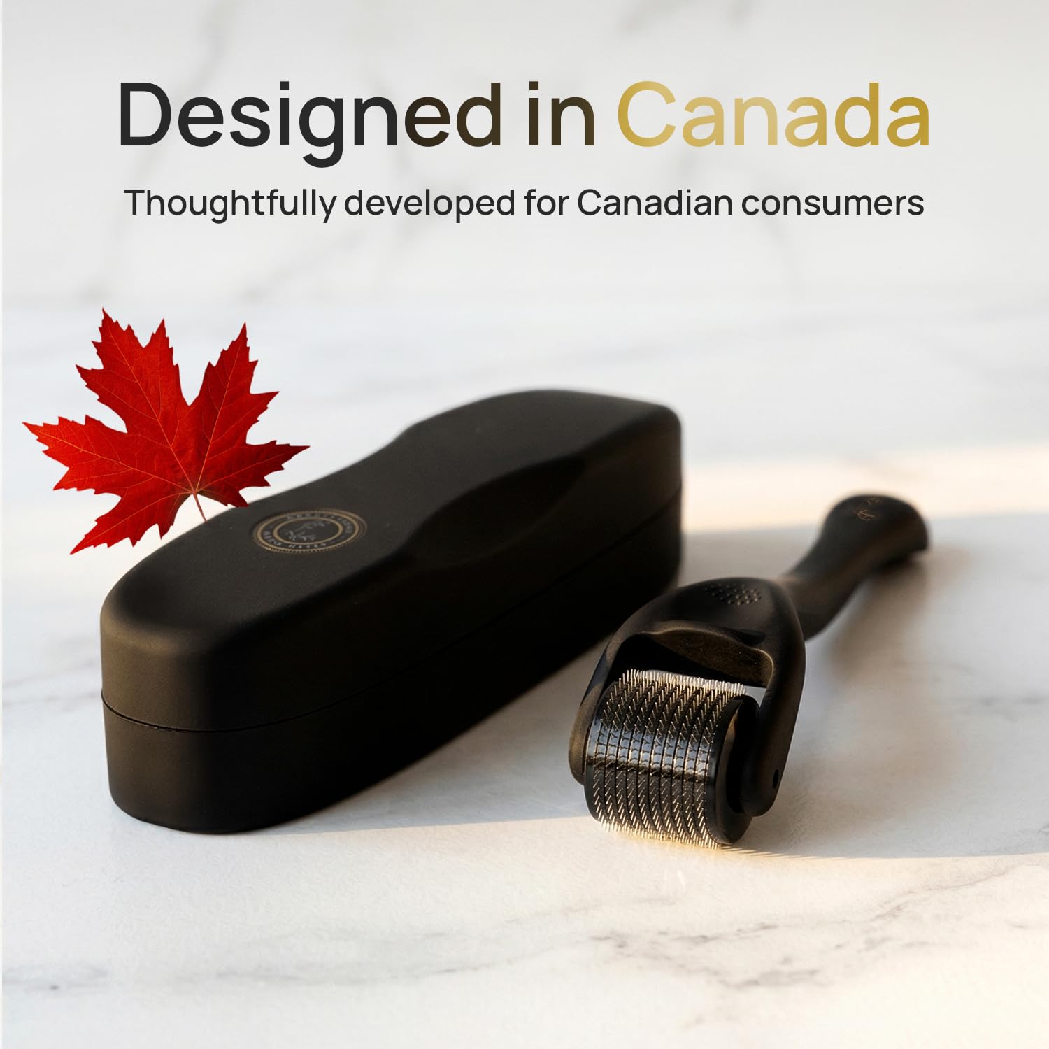 DermTech Derma Microneedling Roller - 0.5mm Titanium Needles - Designed in Canada - 540 Needles - For Men and Women - Beard Roller Face Roller (Matte Black) 🍁 All In One Marketplace Canada