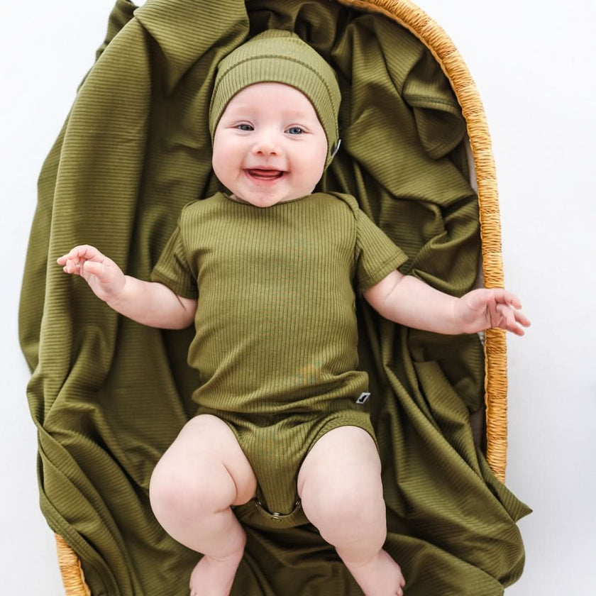 Baby Bamboo Onesie | Olive Rib