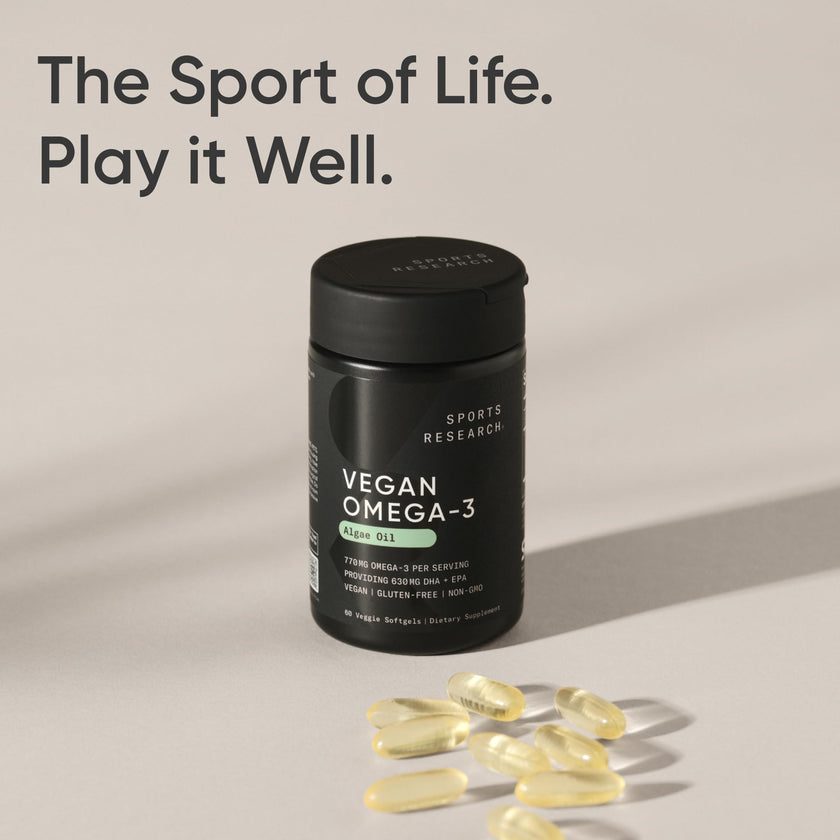 Sports Research Vegan Omega-3 Fish Oil Alternative from Algae Oil - Highest Levels of DHA & EPA Fatty Acids | Non-GMO Verified & Vegan Certified - 60 Veggie Softgels (Carrageenan Free) 🍁 All In One Marketplace Canada