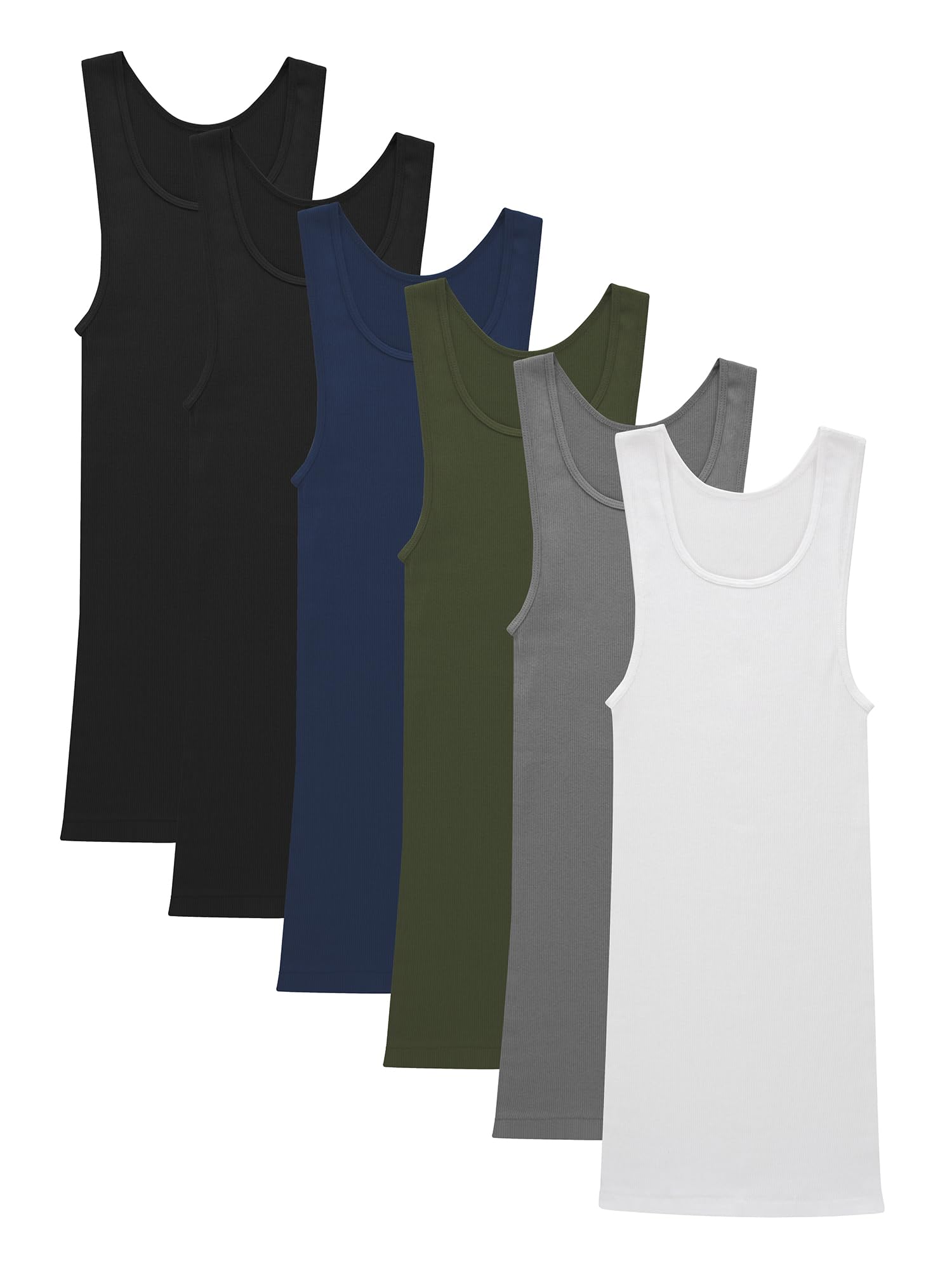 Hanes Men’s Ribbed Tank, Cotton Undershirt Tank, 6-Pack, Assorted, Size Small 🍁 All In One Marketplace Canada