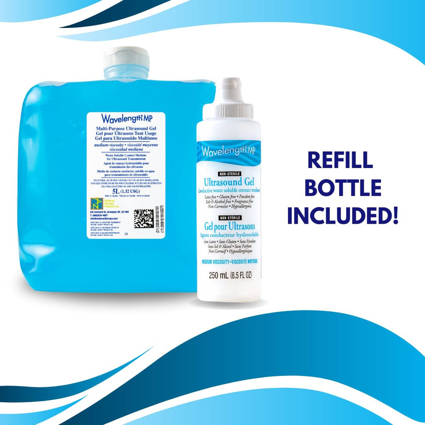 Wavelength® 5L Blue Multi-Purpose Ultrasound and Transmission Gel.1x5L Jug with Empty 250ml Refillable Bottle. Made in Canada. (1) 🍁 All In One Marketplace Canada