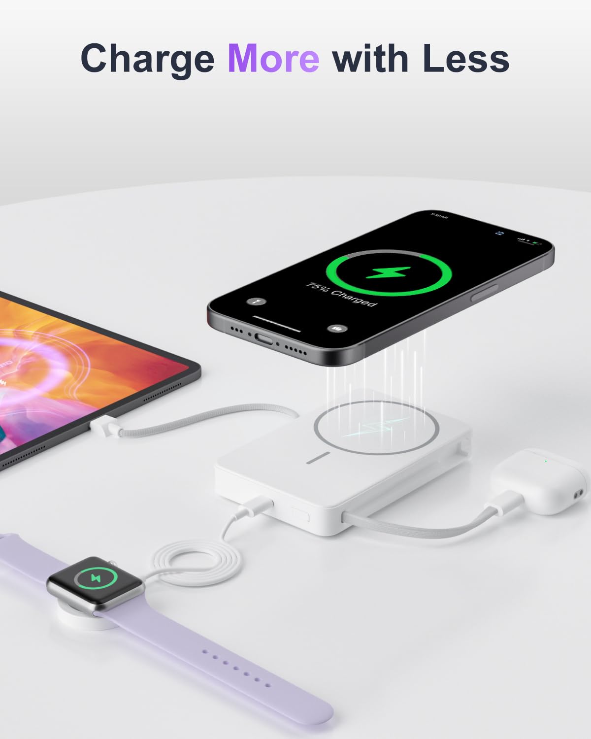 Magnetic Power Bank, 10,000mAh Wireless Portable Charger for Mag-Safe 15W Fast Charging, Battery Pack with USB-C/Lightning Cable 22.5W in/Out for iPhone 17/16/15/14/13/12 Series, AirPods & More 🍁 All In One Marketplace Canada