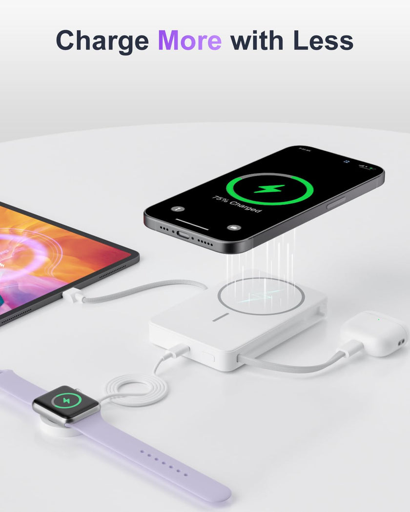 Magnetic Power Bank, 10,000mAh Wireless Portable Charger for Mag-Safe 15W Fast Charging, Battery Pack with USB-C/Lightning Cable 22.5W in/Out for iPhone 17/16/15/14/13/12 Series, AirPods & More 🍁 All In One Marketplace Canada
