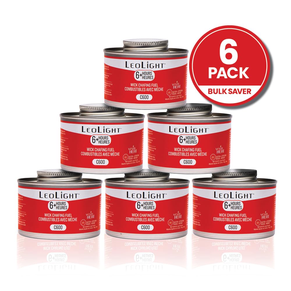 6 Pack Chafing Fuel 6 Hour Burn – Odorless, Smokeless & Spill-Proof Wick, 7.8oz Food Warmer Fuel for Chafing Dish Buffet Set & Catering Use, LeoLight 🍁 All In One Marketplace Canada