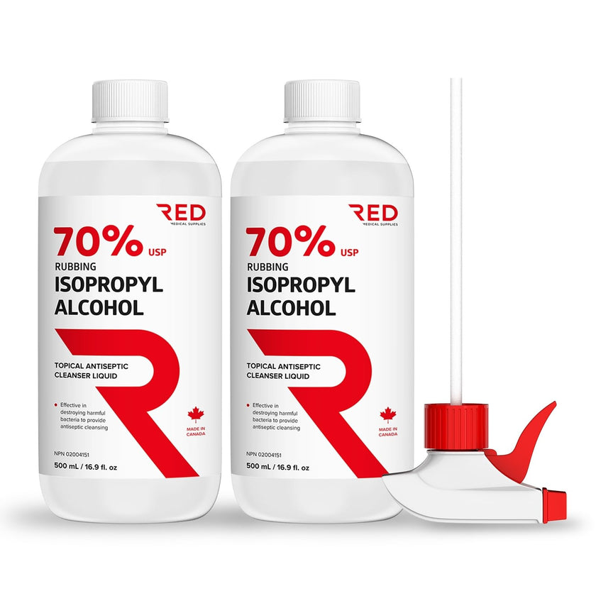 Isopropyl Rubbing Alcohol 70%, 500 mL - Pharmaceutical Grade, Surface & Screen Cleaner - 2 Bottles + Free Trigger Spray 🍁 All In One Marketplace Canada