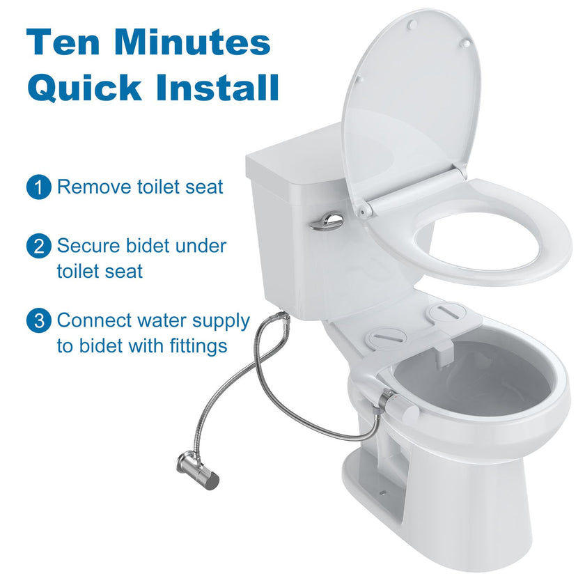 Ultra-Slim Bidet Attachment for Toilet, Adjustable Water Pressure for Rear/Feminine Wash Bidet, Non Electric Self Cleaning Fresh Cold Water Toilet Bidets Spray Jet Easy Install (Silver) 🍁 All In One Marketplace Canada