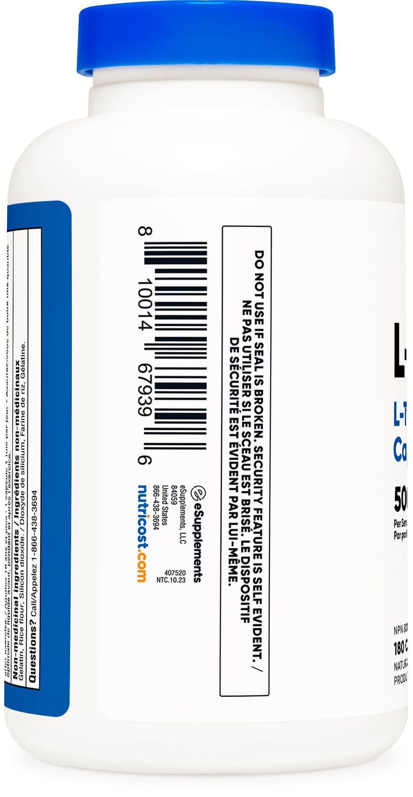 Nutricost L-Tyrosine Supplement (500mg) 180 Capsules - Gluten Free & Non-GMO 🍁 All In One Marketplace Canada