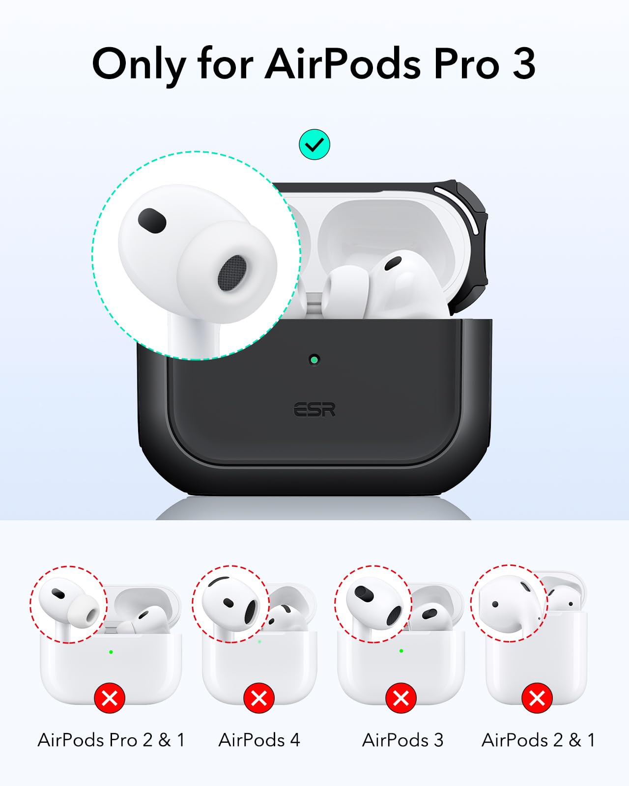 ESR for AirPods Pro 3 Case, Compatible with AirPods Pro Case 3rd Generation (2025), Compatible with MagSafe, Full Drop Protection Cover with Lanyard, Black 🍁 All In One Marketplace Canada