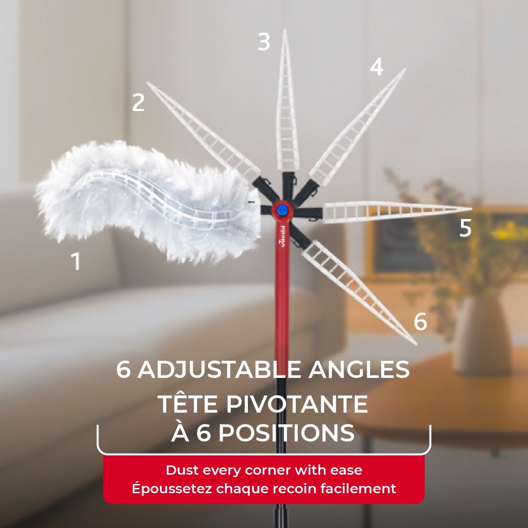Vileda Duster | Flex & Catch Heavy Duty Dusting Kit with 15 Disposable Duster Refills | Extendable 3 Ft Handle with Secure Hook | Traps 3X More Dust Than Feather Dusters 🍁 All In One Marketplace Canada