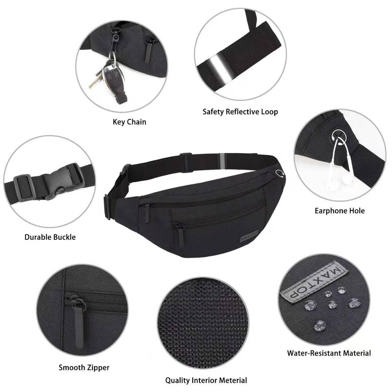 MAXTOP Large Fanny Pack for Women Men with 4-Zipper Pockets Gifts for Enjoy Festival Sports Workout Traveling Running Casual Hands-Free Water-Resistant Sling Waist Pack Bag Carrying of Phones 🍁 All In One Marketplace Canada