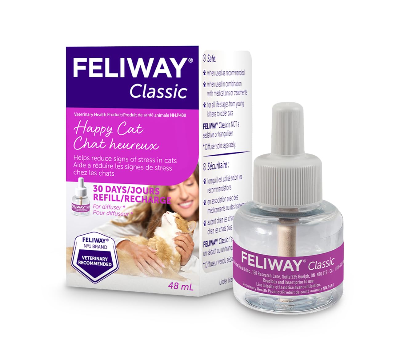 FELIWAY Classic Diffuser Refill, Promotes Calmness in Cats & Kittens, VHP Registered NN.P4B8, includes 1 Refill, Lasts 30 Days, Cat Calming Pheromones, 48ml 🍁 All In One Marketplace Canada