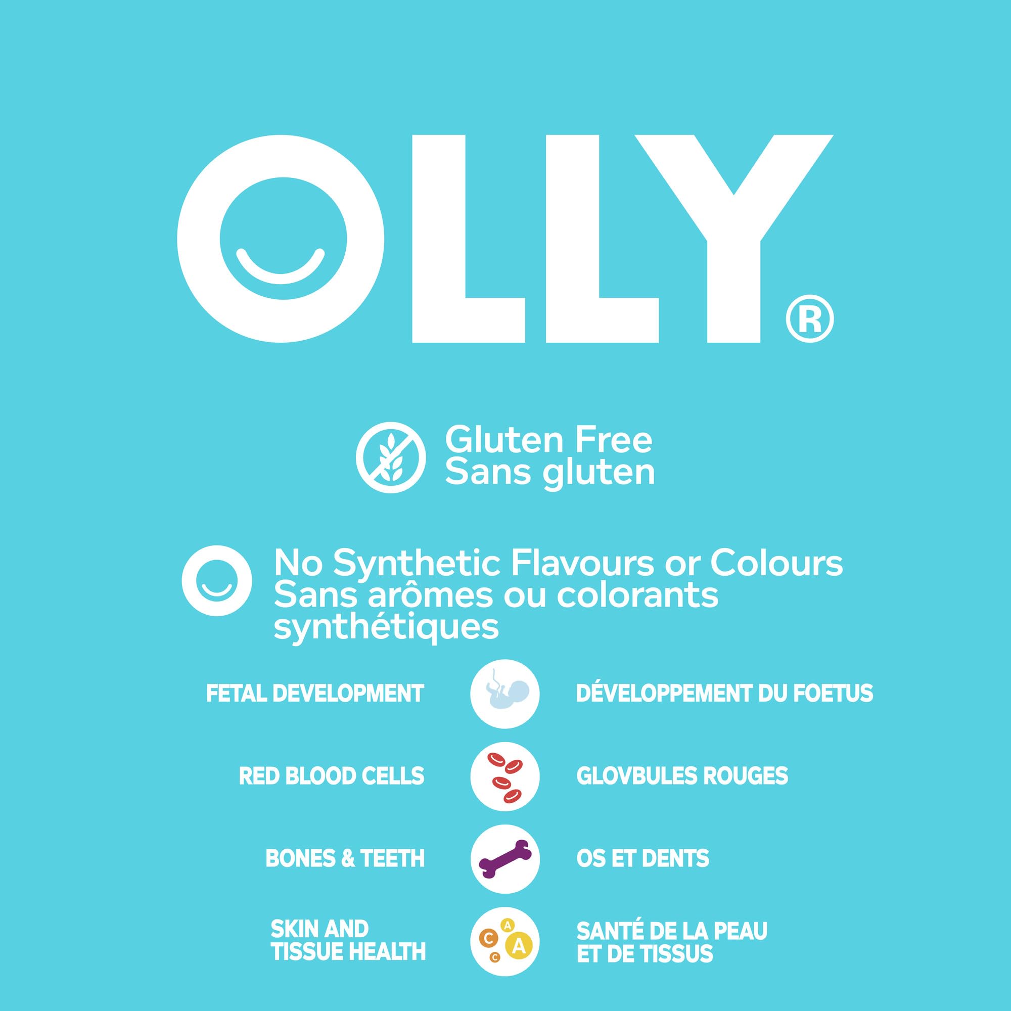 OLLY Prenatal Gummy Supplement Sweet Citrus Multivitamin to help support Mommy & Baby, with no artificial flavours and colours, 30 day supply (60 gummies) 🍁 All In One Marketplace Canada