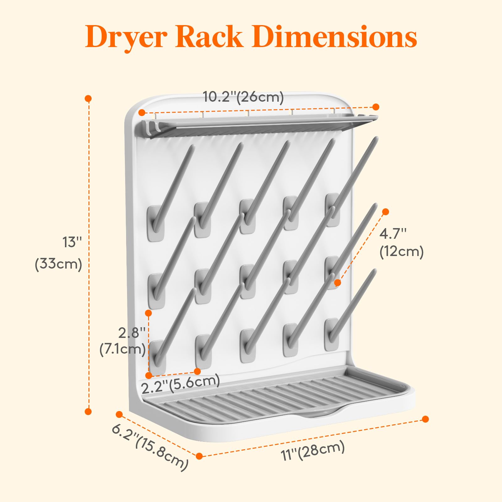 Lifewit Large Baby Bottle Drying Rack for 15 Bottles, Removable Pacifiers Box, Drip Tray, Vertical Rack for Bottle Accessories, Weighted Straws，Pump Parts, BPA-Free, White&Gray, Without Drain Mat 🍁 All In One Marketplace Canada