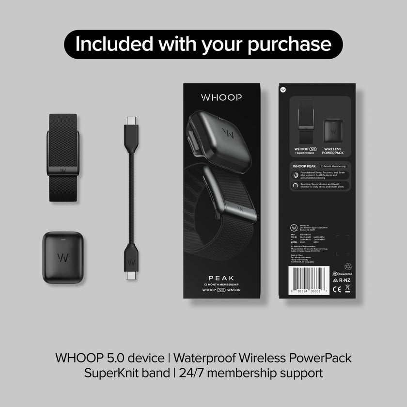 WHOOP Peak – 12-Month Membership – 5.0 Health and Fitness Wearable – 24/7 Activity and Sleep Tracker with Heart Rate, HRV, Stress Monitor, Personalized Coaching, Healthspan – 14+ Days Battery Life 🍁 All In One Marketplace Canada