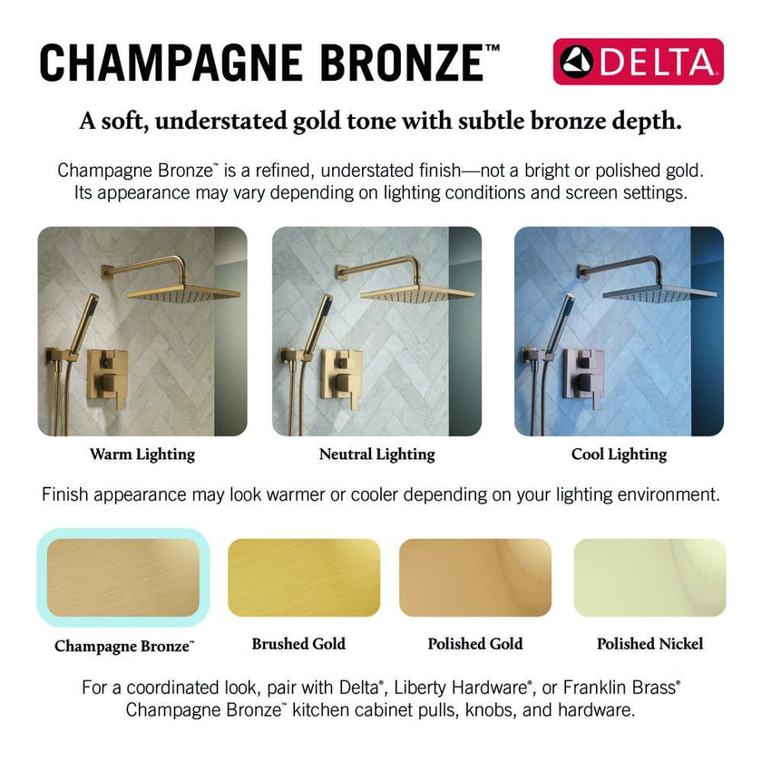 Delta Faucet Modern Raincan 2-Setting Round Shower System Including Rain Shower Head and Handheld Spray Gold, Rainfall Shower System Gold, Shower Valve and Trim Kit, Champagne Bronze 342702-CZ 🍁 All In One Marketplace Canada