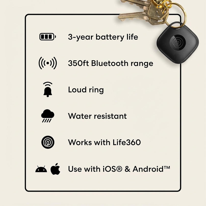 Life360 Tile - Bluetooth Tracker, Keys Finder and Item Locator for Keys, Bags and More. Phone Finder. Both iOS and Android Compatible. 1-Pack (Black) 🍁 All In One Marketplace Canada