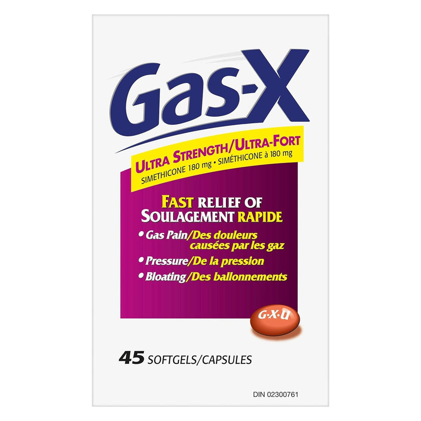 Gas-X Ultra-Strength Softgels for Gas Relief, Bloating, and Pressure, 180mg Simethicone, 45 Count 🍁 All In One Marketplace Canada