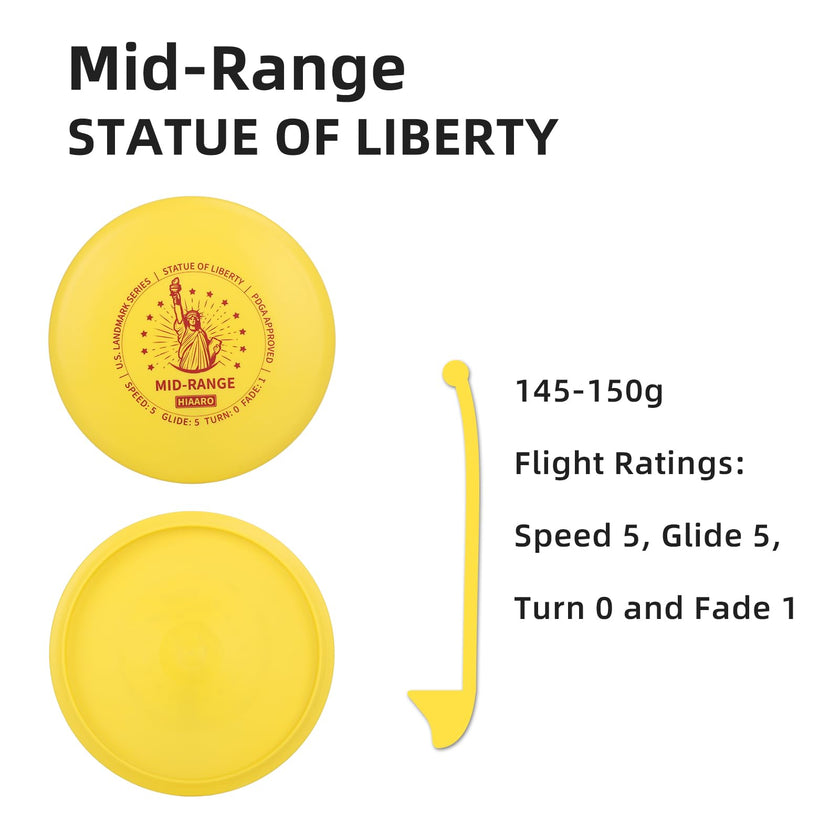 HIAARO Disc Golf Starter Discs Set | U.S. Landmark Series | 150 Class, 145-150g | PDGA Approved | Include 2*Driver 2*Mid-Range 2*Putter 1*Mini Marker 🍁 All In One Marketplace Canada