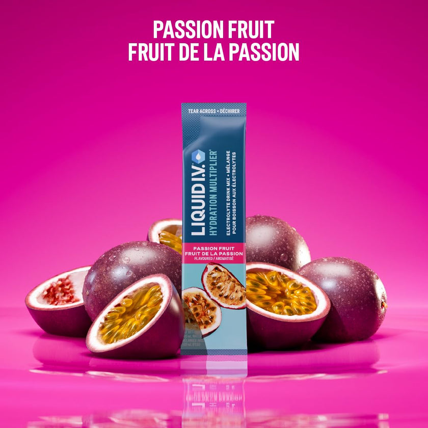 Liquid I.V. Hydration Multiplier Electrolyte Drink Mix - Enhanced Hydration Electrolyte Powder with Vitamins B3, B5, B6, B12 and C -18x On-the-go Sticks for Workout and Travel - Passion Fruit 🍁 All In One Marketplace Canada