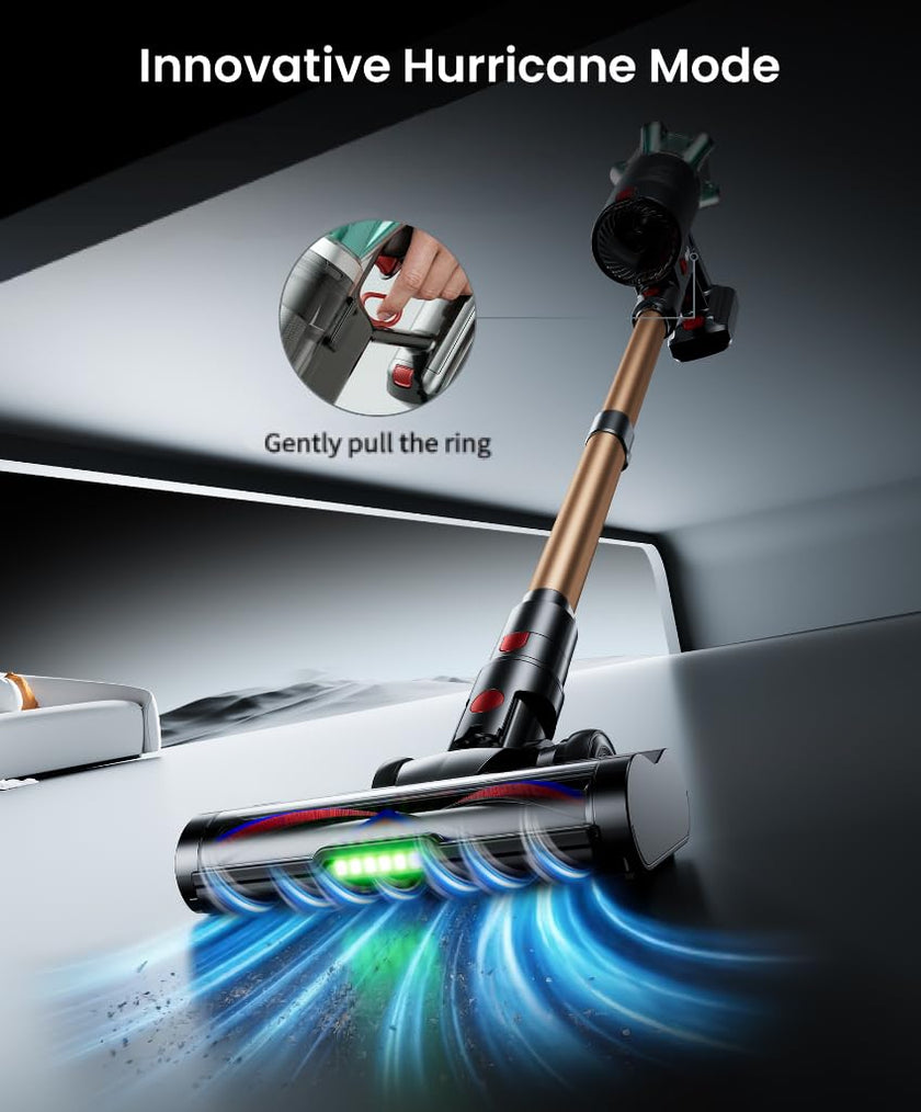 Cordless Vacuum Cleaner, 650W 55KPA 70 Mins Vacuum Cleaners with Hurricane Mode, Anti-Tangle Brush, 1.8L Dust Cup, Self-Standing Stick Vacuum Cordless for Hard Floors, Carpet & Pet Hair 🍁 All In One Marketplace Canada