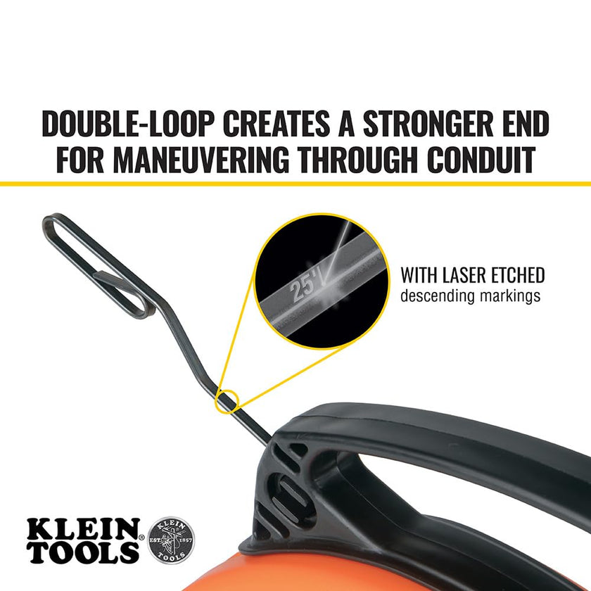 Klein Tools 56331 50-Foot Electrical Fish Tape, Steel Wire Puller with Double Loop Tip, Optimized Housing and Handle, 1/8-Inch,Orange/Black 🍁 All In One Marketplace Canada