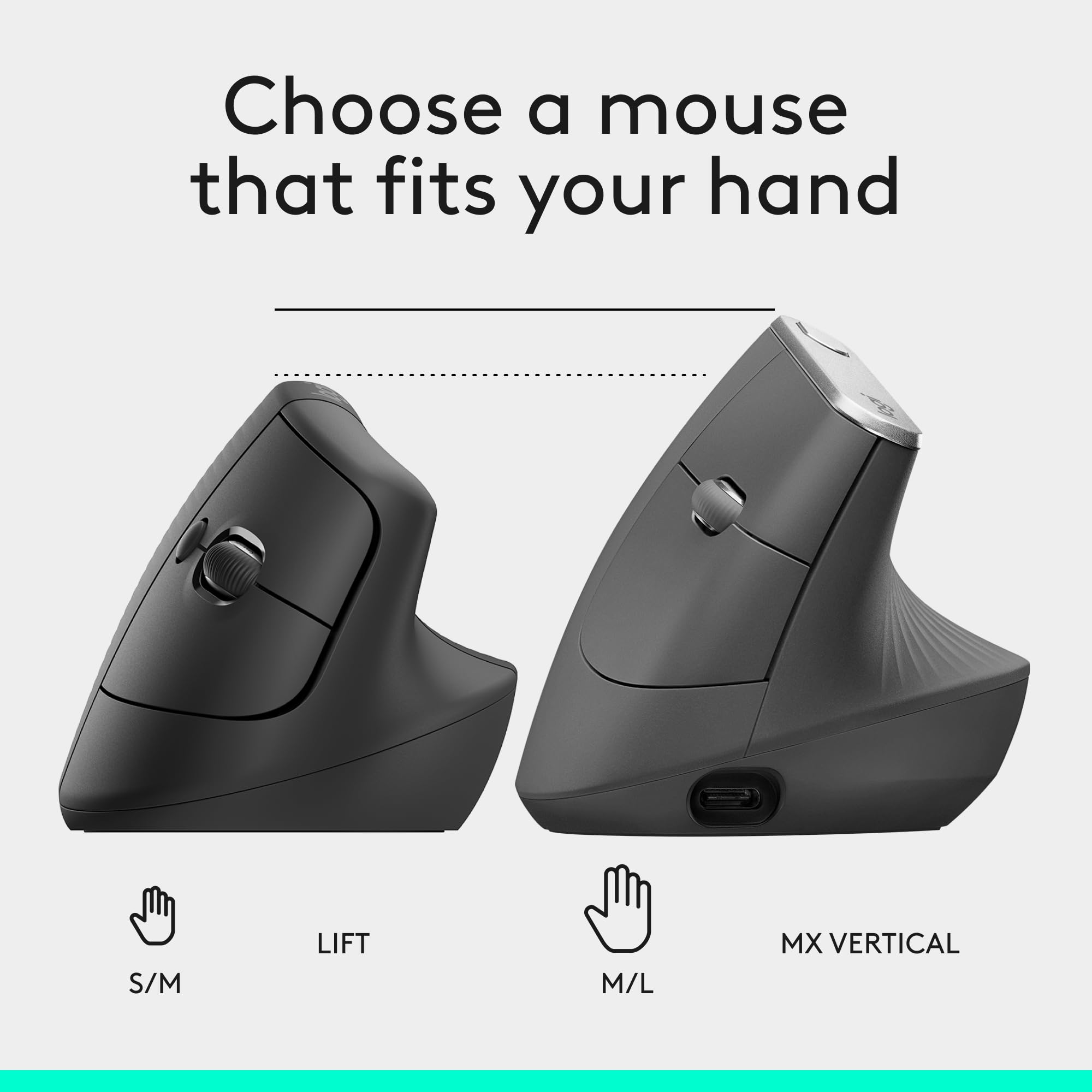 Logitech Lift Vertical Ergonomic Mouse, Wireless, Bluetooth or Logi Bolt USB Receiver, Quiet clicks, 6 Buttons, Compatible with Windows/macOS/iPadOS, Laptop, PC - Graphite 🍁 All In One Marketplace Canada