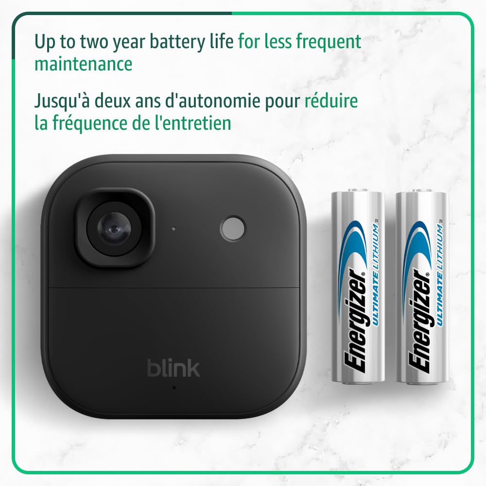 Blink Outdoor 2K+ (newest model) — Wireless smart security camera, 2K video resolution, enhanced audio, two-year battery. Sync Module Core included — 3 camera system (Black) 🍁 All In One Marketplace Canada