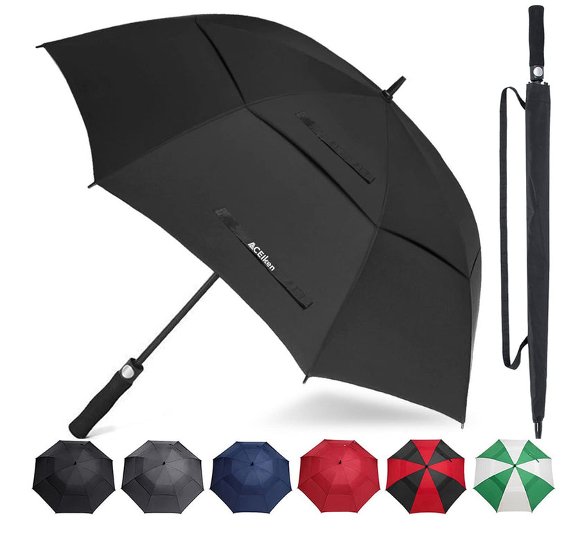 ACEIken Golf Umbrella Windproof Large 62 Inch, Double Canopy Vented, Automatic Open, Extra Large Oversized,Sun Protection Ultra Rain & Wind Resistant Stick Umbrellas, Black 🍁 All In One Marketplace Canada