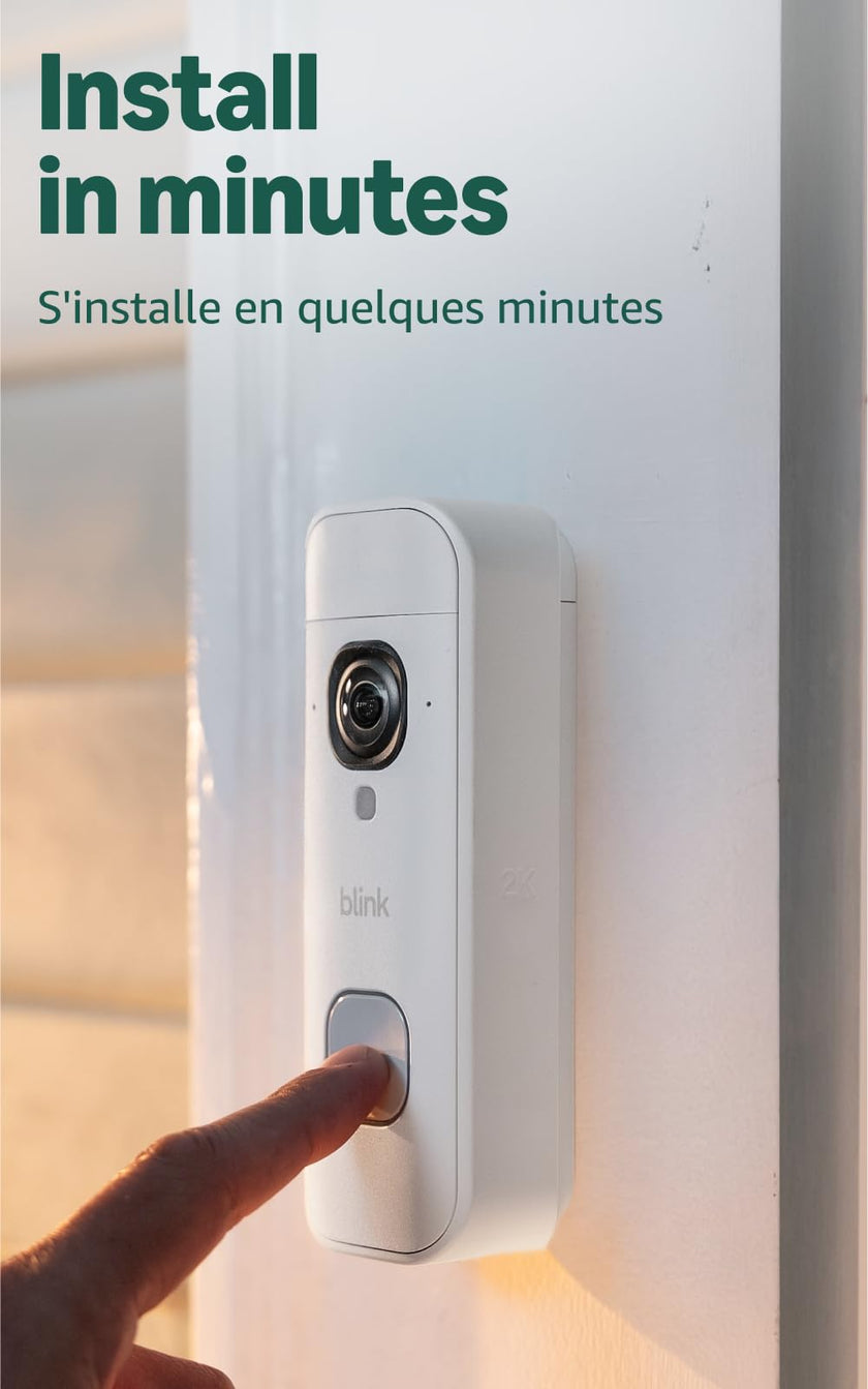 Blink Battery Doorbell 2K+ (newest model) — Wireless video doorbell, 2K video resolution, enhanced audio. Sync Module Core included – System (White) 🍁 All In One Marketplace Canada