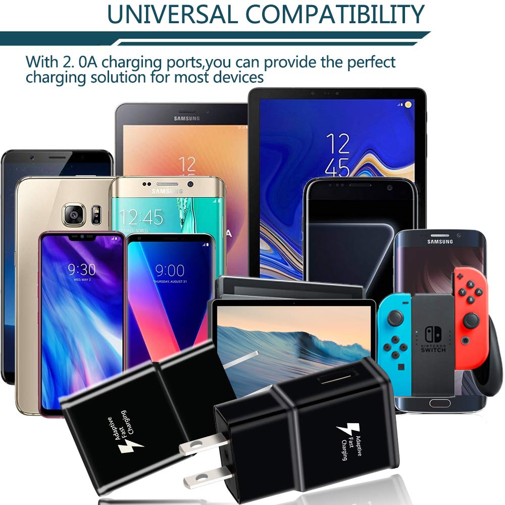 Fast Charging Block, USB Adaptive Fast Charger Box Android Cell Phone Wall Quick Tablet Charger Plug Adapter Compatible Samsung Galaxy S10 S9 S8 S7 A13 A16 Note 8 9 10 LG G7 Plus EP-TA20JBE (2 Pack) 🍁 All In One Marketplace Canada