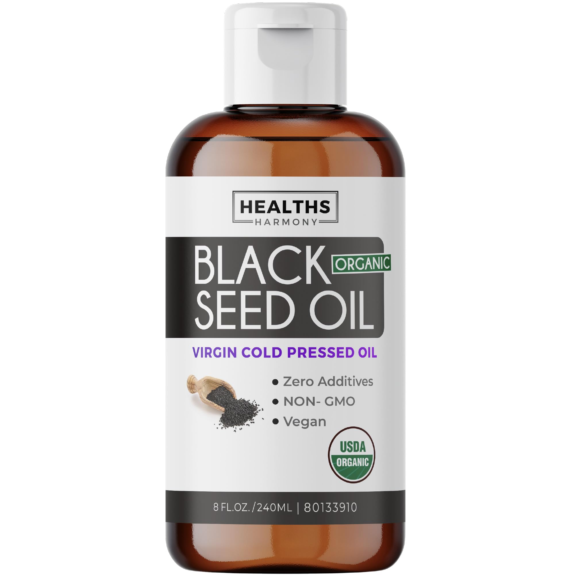 Organic Black Seed Oil | Cold Pressed Pure Black Cumin Seed Oil | Antioxidant, Blood Sugar & Liver Support | 100% Pure, Virgin Nigella Sativa | Zero Additives, Vegan & Non-GMO | 240ml (8 oz.) 🍁 All In One Marketplace Canada