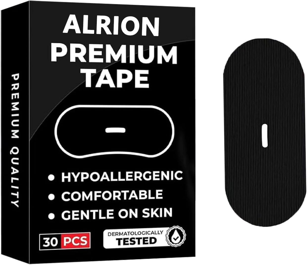 ALRION Sleep Tape, Premium Cotton Tape with Hole, Hypoallergenic Tape for Sensitive Skin, Painless Removal, Latex Free, Black, 30 pack 🍁 All In One Marketplace Canada