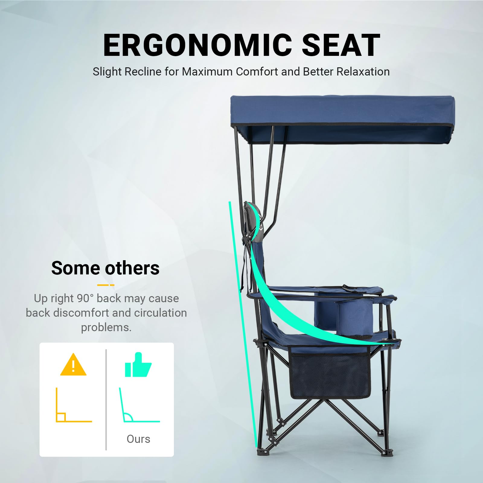 Overmont Beach Chair with Cooler and Umbrella - Sunshade Backpack Folding Canopy Chair with Two Arm Rest Cup Holder Carry Bag - Portable for Sand Camping Travel Outdoor Pool 330 lbs Blue 🍁 All In One Marketplace Canada