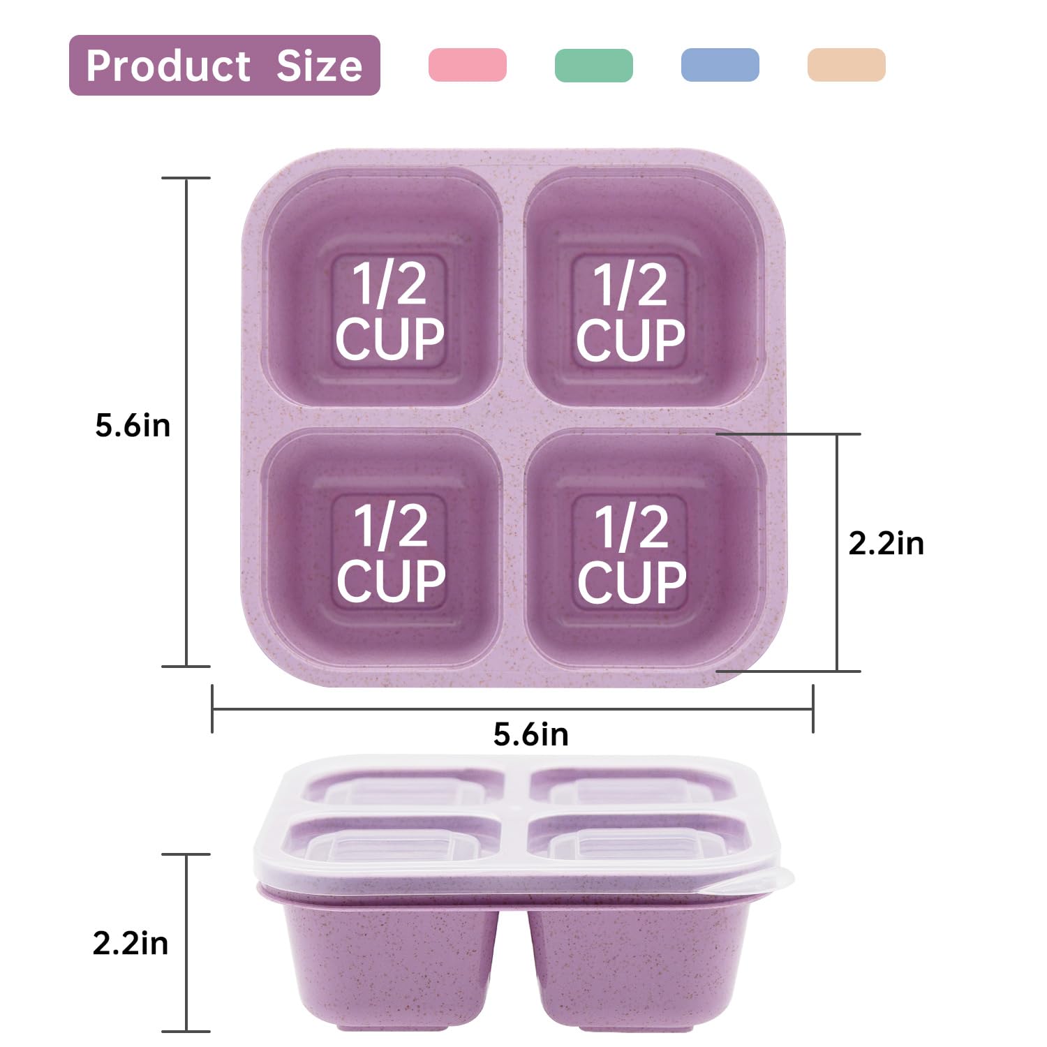 Luriseminger 5 Pack Bento Lunch Box,4 Compartment Snack Containers,Divided Snack Box,Meal Prep Lunch Containers FOR Kids/Toddle/Adults,Food Storage Containers for School, Work and Travel 🍁 All In One Marketplace Canada