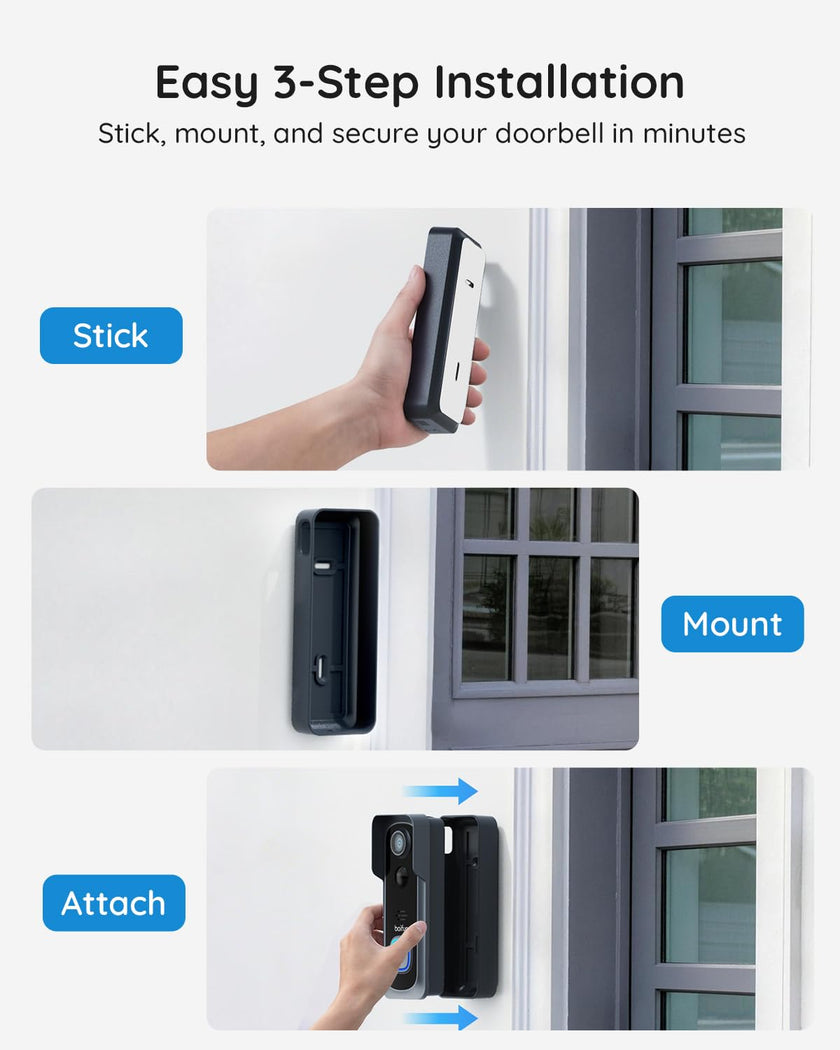 BOIFUN Video Doorbell Camera Wireless – No Subscription Required, 2K HD, 166° Wide View, HDR Night Vision, Motion Alerts, Two-Way Audio & Package Watch with Chime, Battery Powered, 2.4 GHz Wi-Fi Only 🍁 All In One Marketplace Canada