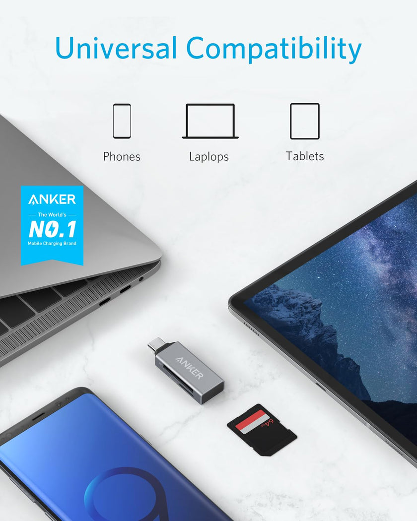 Anker SD Card Reader, 2-in-1 USB C Memory Card Reader for Digital Camera SD Card Viewer with Dual Slot for SDXC, SDHC, SD, MMC, RS-MMC, Micro SDXC,MicroSD, Micro SDHC Card, and UHS-I Cards 🍁 All In One Marketplace Canada